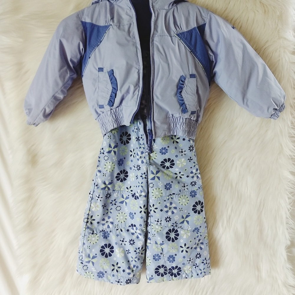 Columbia Girls 3T Snowsuit Reversible Jacket Bibs